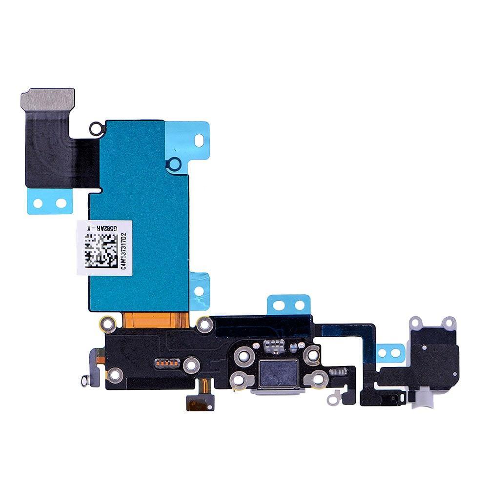 REPLACEMENT FOR IPHONE 6S PLUS HEADPHONE JACK WITH CHARGING CONNECTOR FLEX CABLE - DARK GREY - EXPRESS PARTS -WHOLESALE CELLPHONE REPAIR PARTS