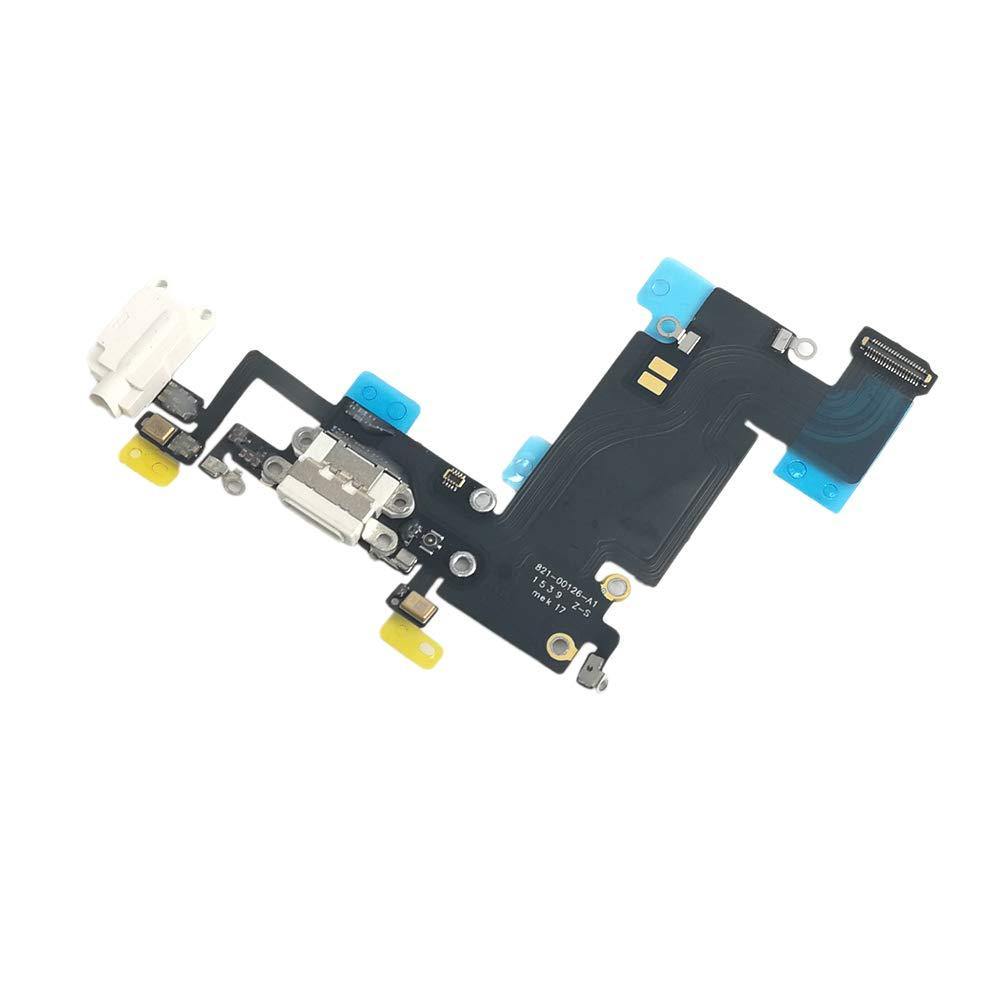 REPLACEMENT FOR IPHONE 6S PLUS HEADPHONE JACK WITH CHARGING CONNECTOR FLEX CABLE - WHITE - EXPRESS PARTS -WHOLESALE CELLPHONE REPAIR PARTS