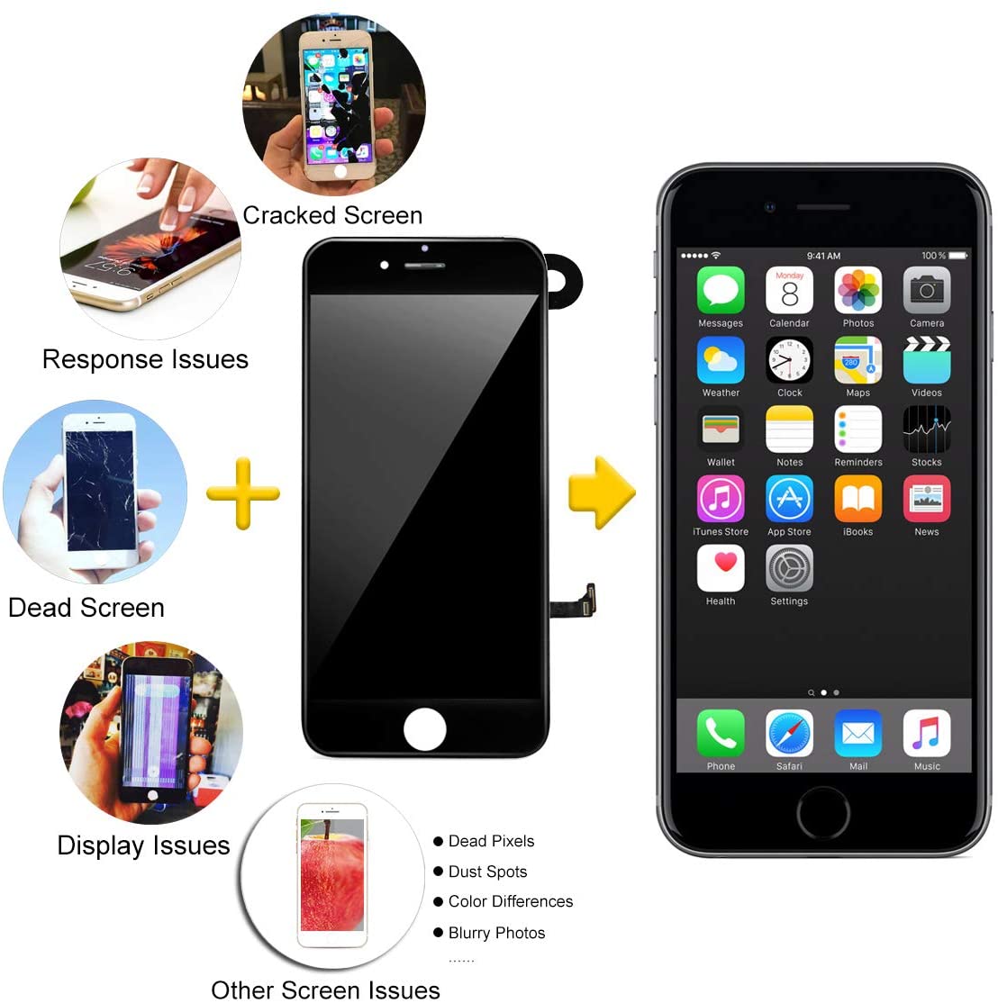 REPLACEMENT FOR IPHONE 7 LCD SCREEN FULL ASSEMBLY WITHOUT HOME BUTTON - BLACK