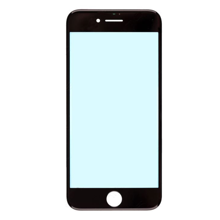 REPLACEMENT FOR IPHONE 8 FRONT GLASS LENS WITH SUPPORTING FRAME - BLACK