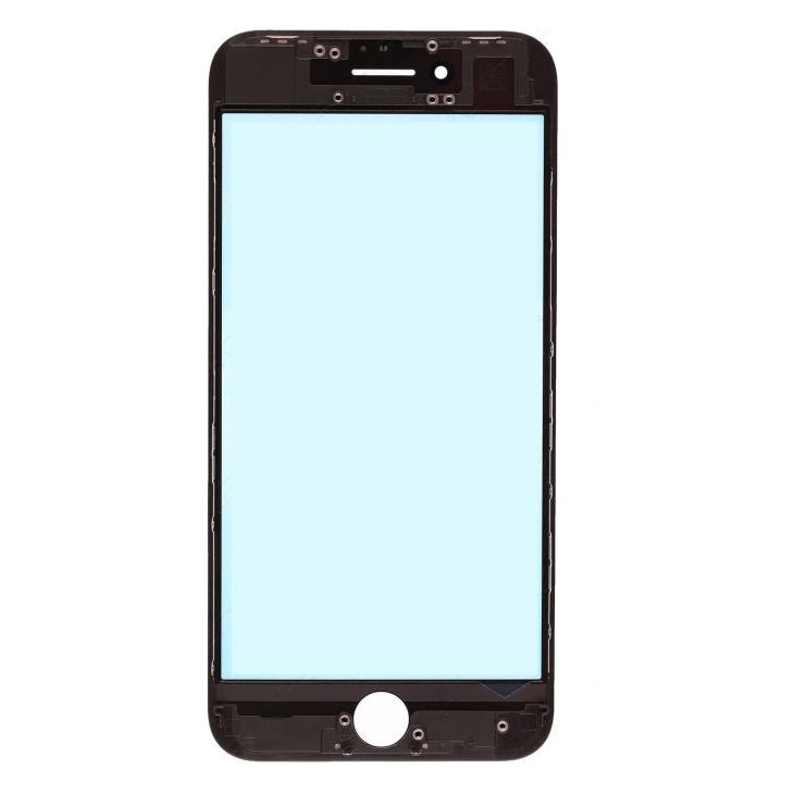 REPLACEMENT FOR IPHONE 8 FRONT GLASS LENS WITH SUPPORTING FRAME - BLACK