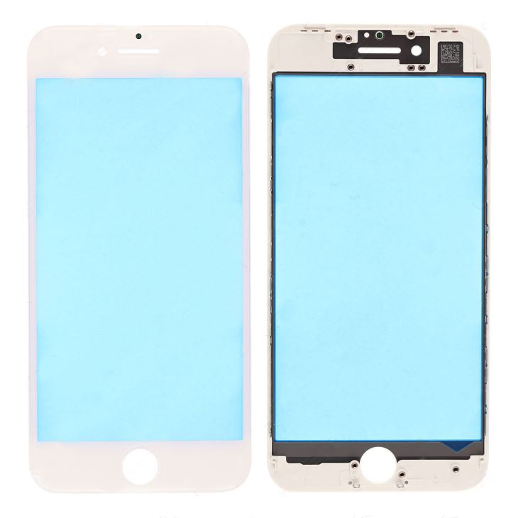 REPLACEMENT FOR IPHONE 8 FRONT GLASS LENS WITH SUPPORTING FRAME - WHITE
