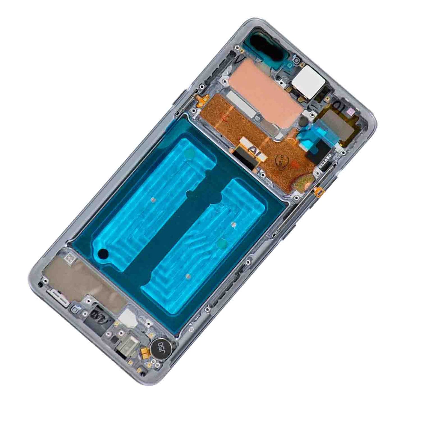 REPLACEMENT FOR SAMSUNG GALAXY S10 5G OLED SCREEN DIGITIZER ASSEMBLY WITH FRAME - CROWN SILVER