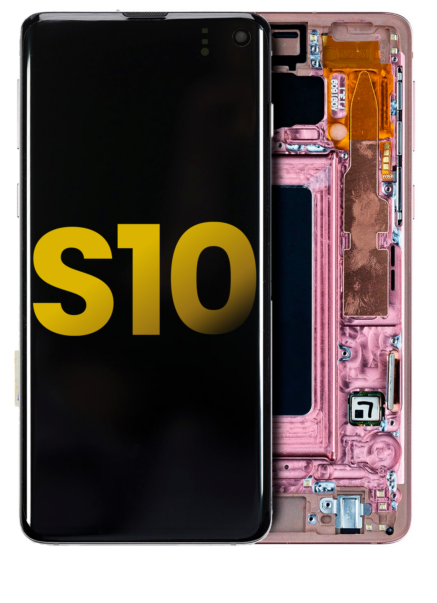 REPLACEMENT FOR SAMSUNG GALAXY S10 OLED SCREEN DIGITIZER ASSEMBLY WITH FRAME - FLAMINGO PINK