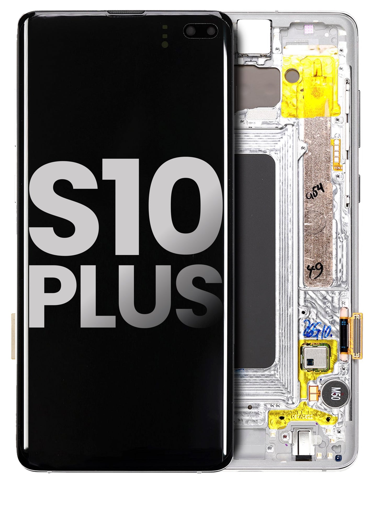 REPLACEMENT FOR SAMSUNG GALAXY S10 PLUS OLED SCREEN DIGITIZER ASSEMBLY WITH FRAME - CERAMIC WHITE