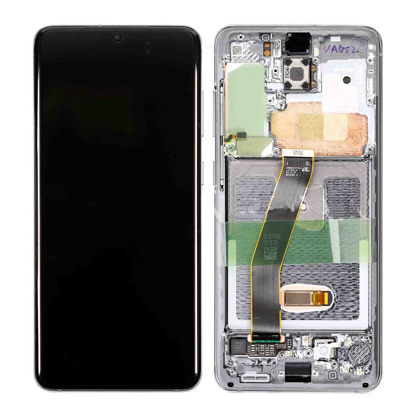 REPLACEMENT FOR SAMSUNG GALAXY S20 LCD SCREEN ASSEMBLY WITH FRAME - SILVER