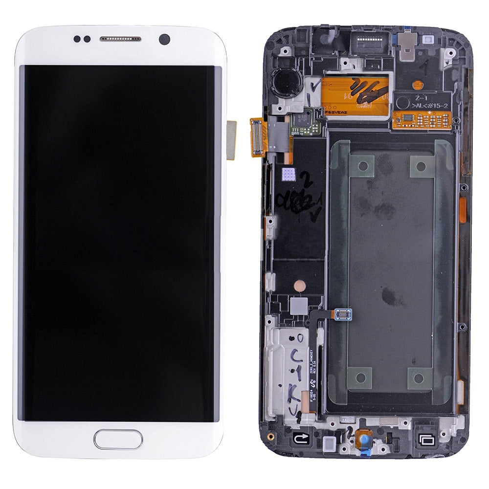 REPLACEMENT FOR SAMSUNG GALAXY S6 EDGE SM-G925 LCD SCREEN AND DIGITIZER ASSEMBLY WITH FRAME - WHITE