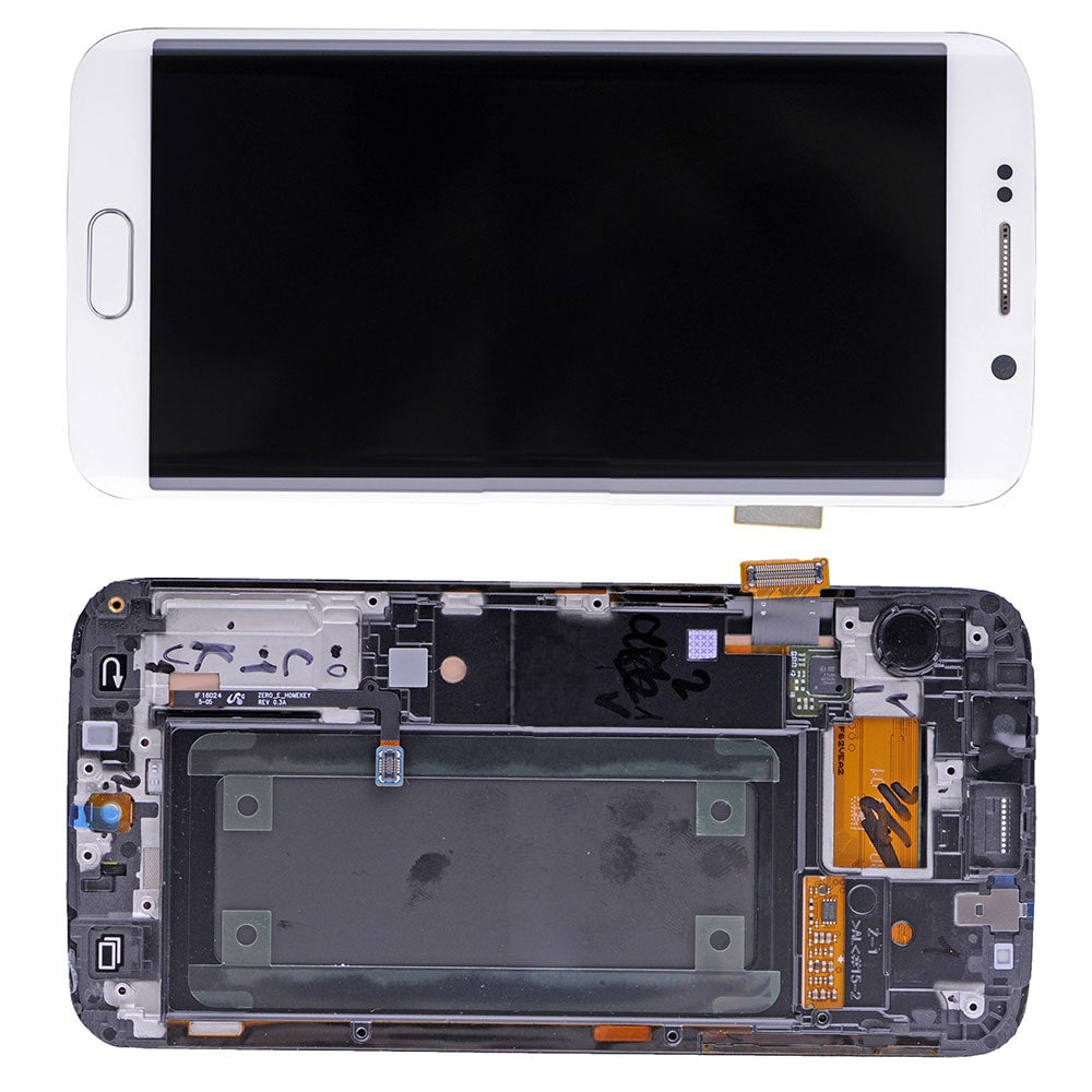 REPLACEMENT FOR SAMSUNG GALAXY S6 EDGE SM-G925 LCD SCREEN AND DIGITIZER ASSEMBLY WITH FRAME - WHITE