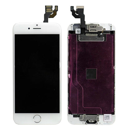 REPLACEMENT FOR IPHONE 6 LCD SCREEN FULL ASSEMBLY WITH SILVER RING - WHITE - EXPRESS PARTS -WHOLESALE CELLPHONE REPAIR PARTS