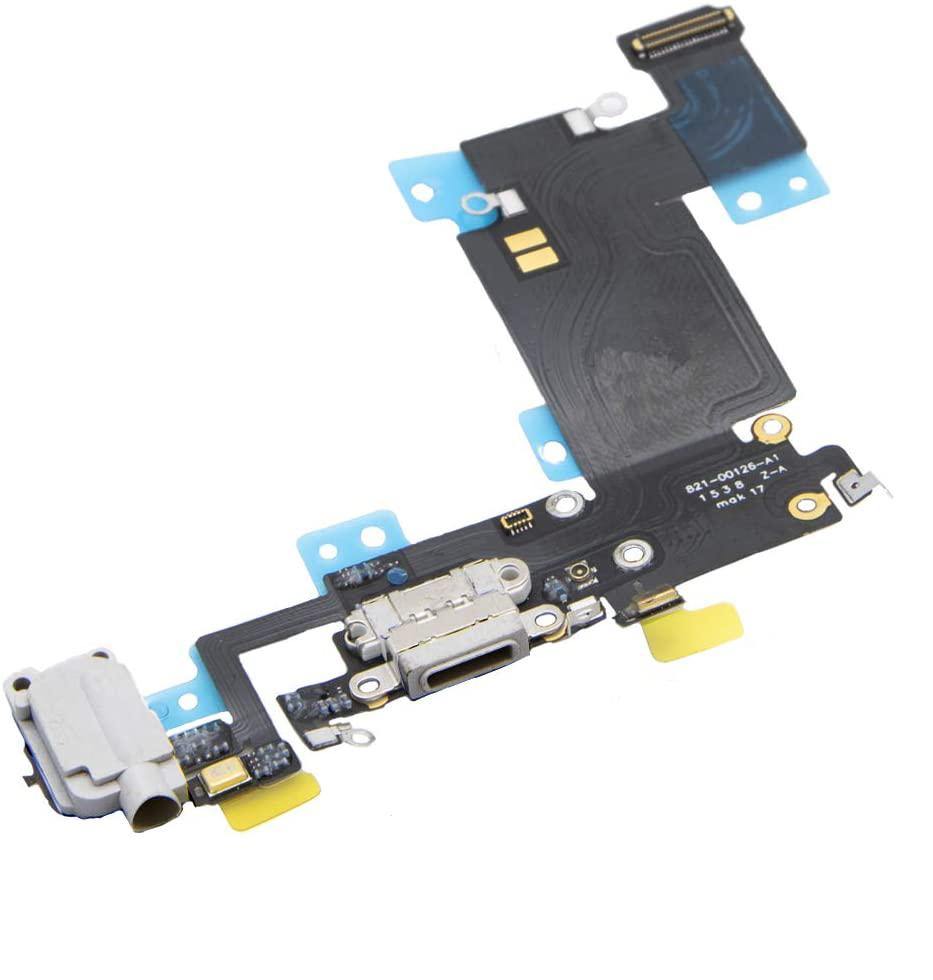 REPLACEMENT FOR IPHONE 6S PLUS HEADPHONE JACK WITH CHARGING CONNECTOR FLEX CABLE - LIGHT GREY - EXPRESS PARTS -WHOLESALE CELLPHONE REPAIR PARTS