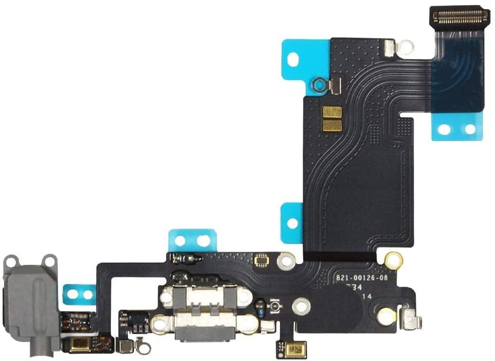 REPLACEMENT FOR IPHONE 6S PLUS HEADPHONE JACK WITH CHARGING CONNECTOR FLEX CABLE - LIGHT GREY - EXPRESS PARTS -WHOLESALE CELLPHONE REPAIR PARTS