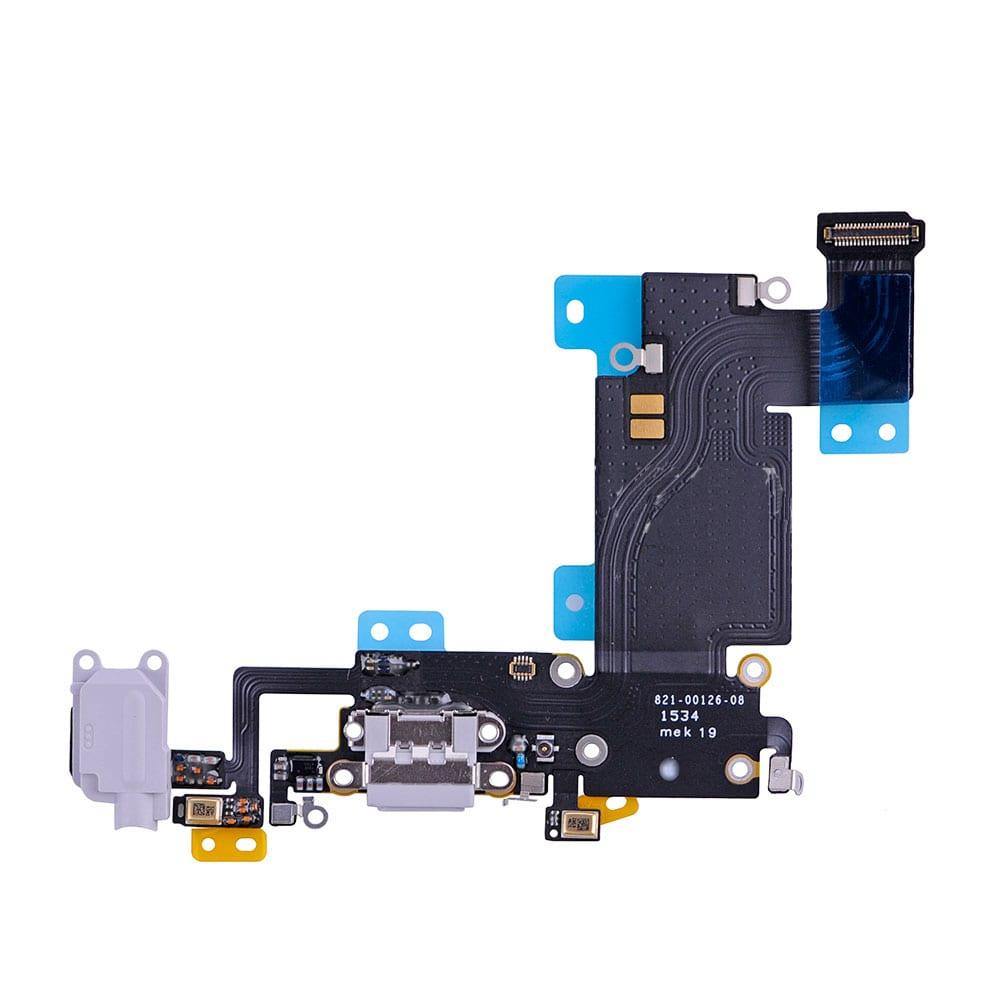 REPLACEMENT FOR IPHONE 6S PLUS HEADPHONE JACK WITH CHARGING CONNECTOR FLEX CABLE - LIGHT GREY - EXPRESS PARTS -WHOLESALE CELLPHONE REPAIR PARTS