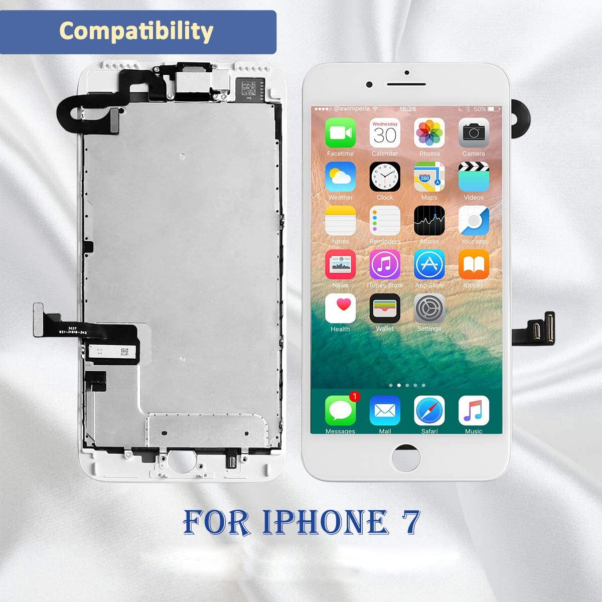REPLACEMENT FOR IPHONE 7 LCD SCREEN FULL ASSEMBLY WITHOUT HOME BUTTON - WHITE