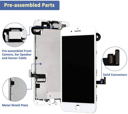 REPLACEMENT FOR IPHONE 7 LCD SCREEN FULL ASSEMBLY WITHOUT HOME BUTTON - WHITE