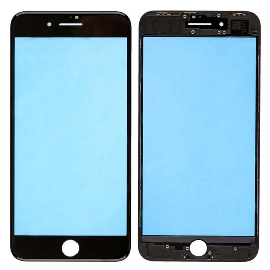 REPLACEMENT FOR IPHONE 8 PLUS FRONT GLASS LENS WITH SUPPORTING FRAME - BLACK