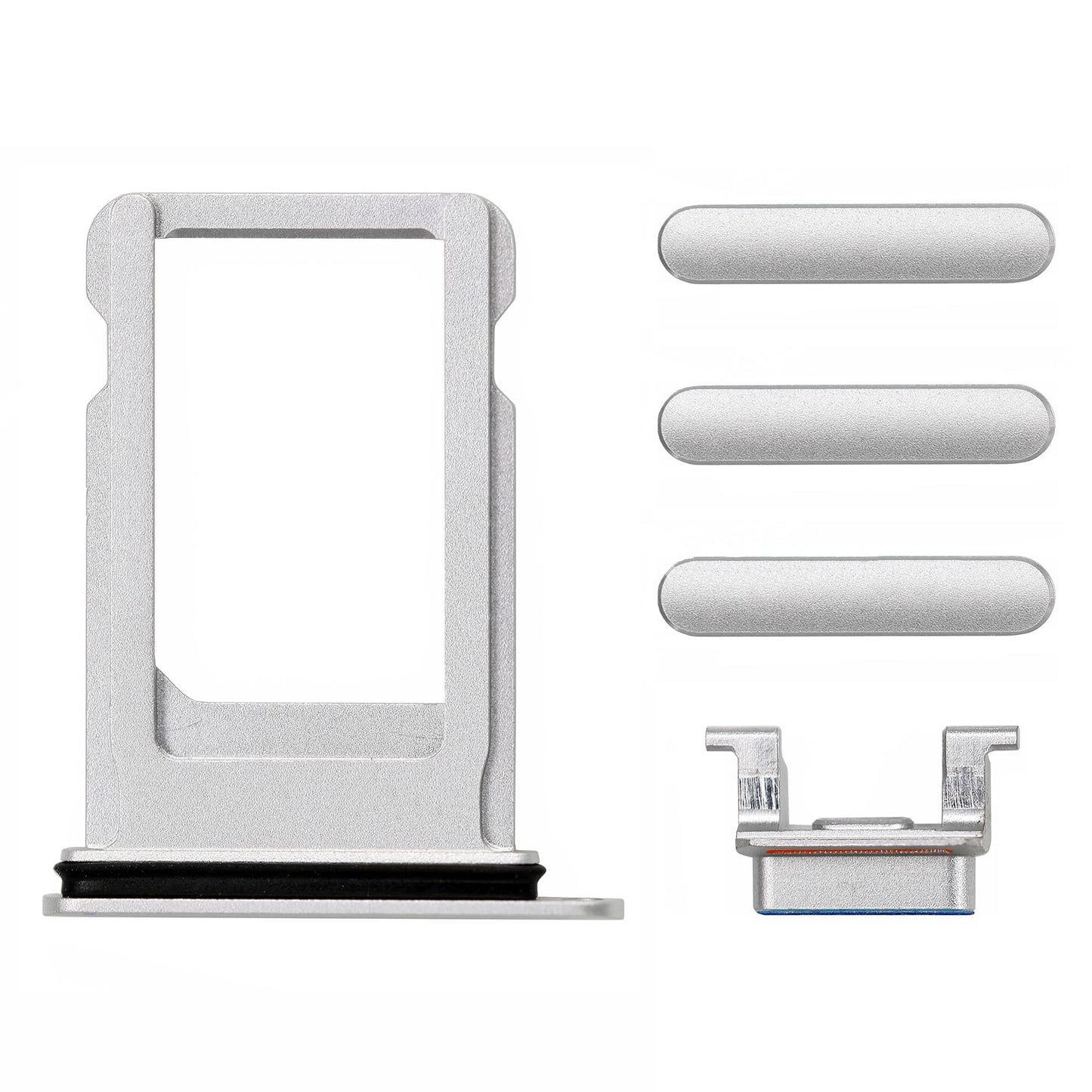 REPLACEMENT FOR IPHONE 8 SIDE BUTTONS SET WITH SIM TRAY - SILVER