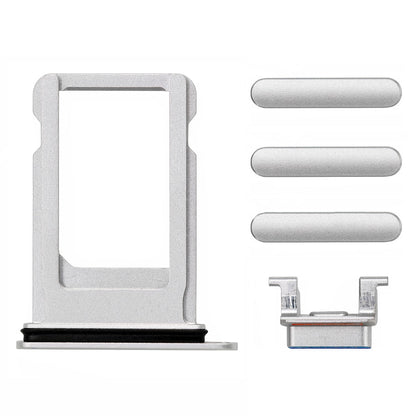 REPLACEMENT FOR IPHONE 8 SIDE BUTTONS SET WITH SIM TRAY - SILVER