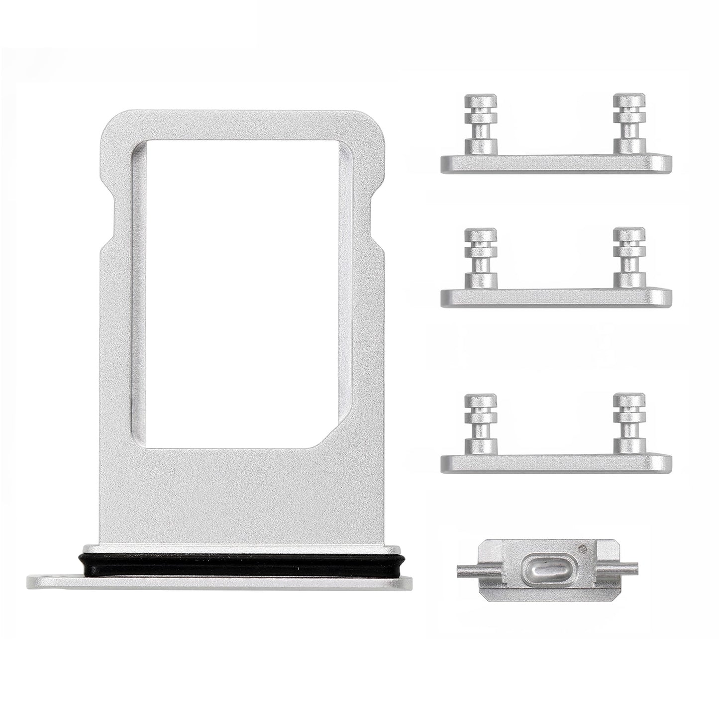 REPLACEMENT FOR IPHONE 8 SIDE BUTTONS SET WITH SIM TRAY - SILVER