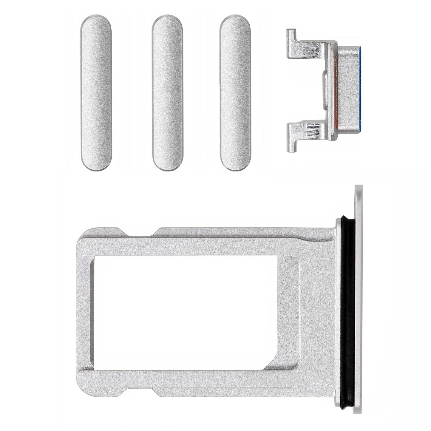 REPLACEMENT FOR IPHONE 8 SIDE BUTTONS SET WITH SIM TRAY - SILVER