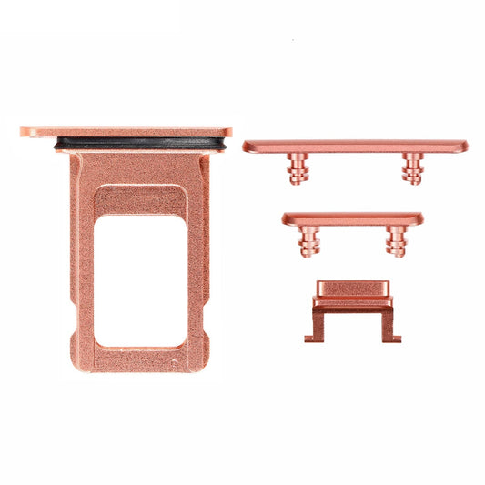 REPLACEMENT FOR IPHONE XR SIDE BUTTONS SET WITH SINGLE SIM CARD TRAY - CORAL