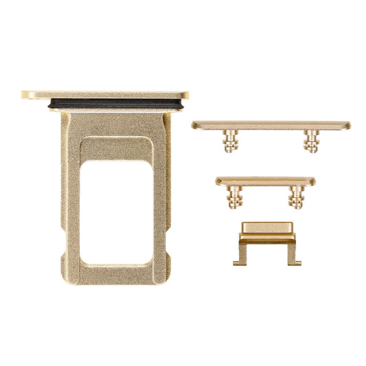 REPLACEMENT FOR IPHONE XR SIDE BUTTONS SET WITH SINGLE SIM CARD TRAY - YELLOW