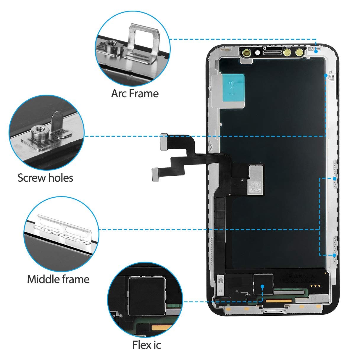 REPLACEMENT FOR IPHONE XS OLED SCREEN DIGITIZER ASSEMBLY - BLACK