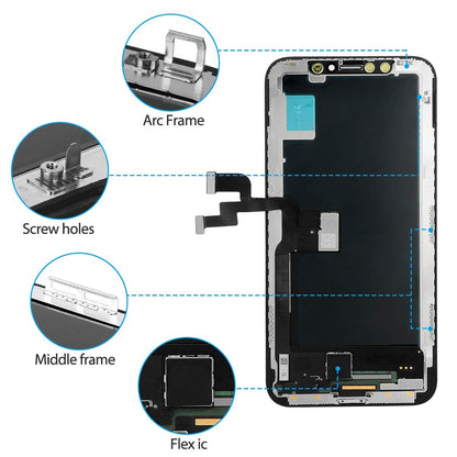REPLACEMENT FOR IPHONE XS OLED SCREEN DIGITIZER ASSEMBLY - BLACK
