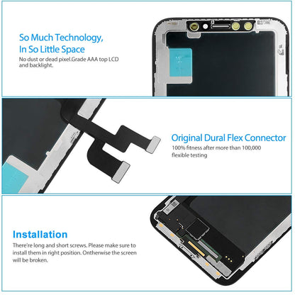 REPLACEMENT FOR IPHONE XS OLED SCREEN DIGITIZER ASSEMBLY - BLACK