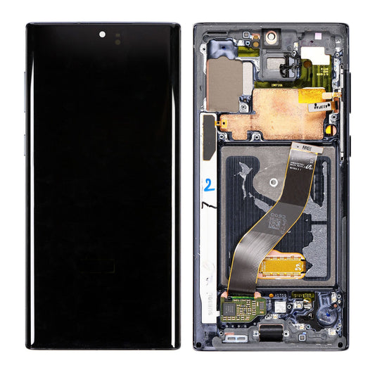 REPLACEMENT FOR SAMSUNG GALAXY NOTE 10 LCD SCREEN ASSEMBLY WITH FRAME - BLACK