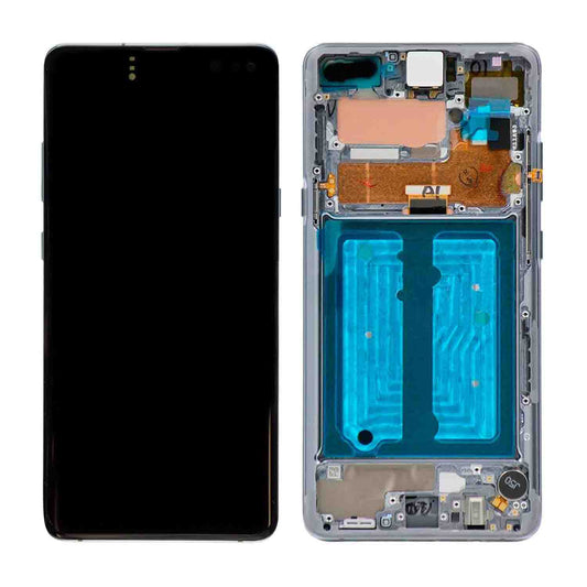 REPLACEMENT FOR SAMSUNG GALAXY S10 5G OLED SCREEN DIGITIZER ASSEMBLY WITH FRAME - CROWN SILVER