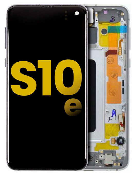 REPLACEMENT FOR SAMSUNG GALAXY S10E LCD SCREEN ASSEMBLY WITH FRAME - SILVER