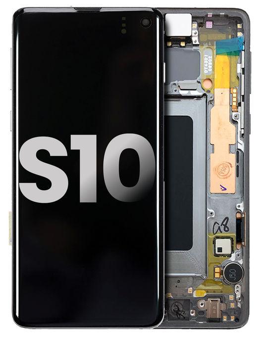 REPLACEMENT FOR SAMSUNG GALAXY S10 OLED SCREEN DIGITIZER ASSEMBLY WITH FRAME - BLACK