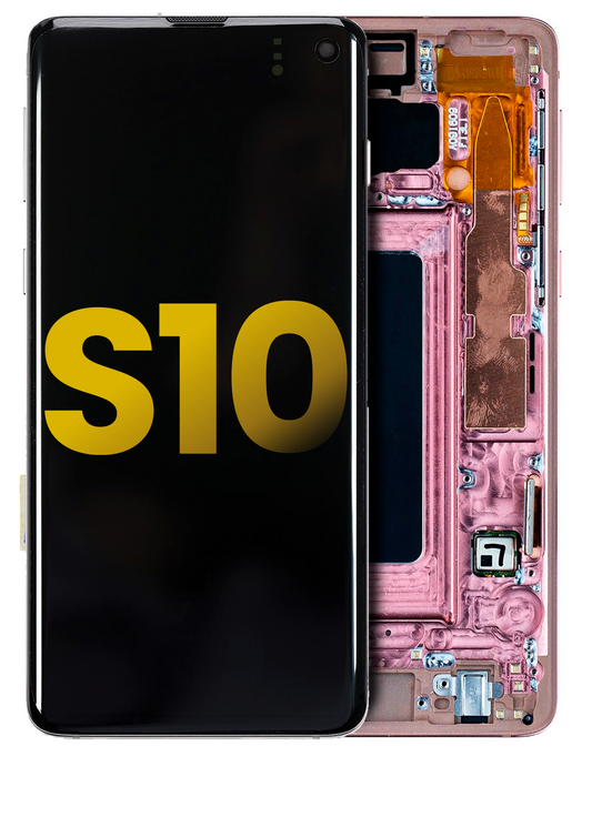 REPLACEMENT FOR SAMSUNG GALAXY S10 OLED SCREEN DIGITIZER ASSEMBLY WITH FRAME - FLAMINGO PINK