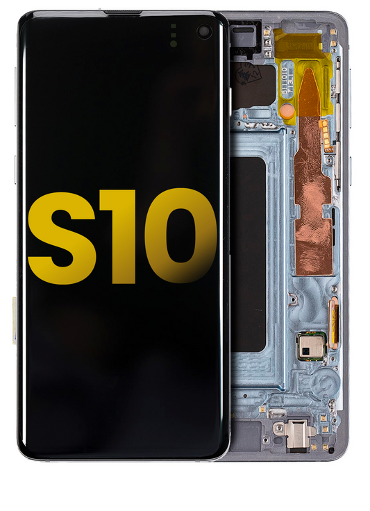 REPLACEMENT FOR SAMSUNG GALAXY S10 OLED SCREEN DIGITIZER ASSEMBLY WITH FRAME - PRISM BLUE