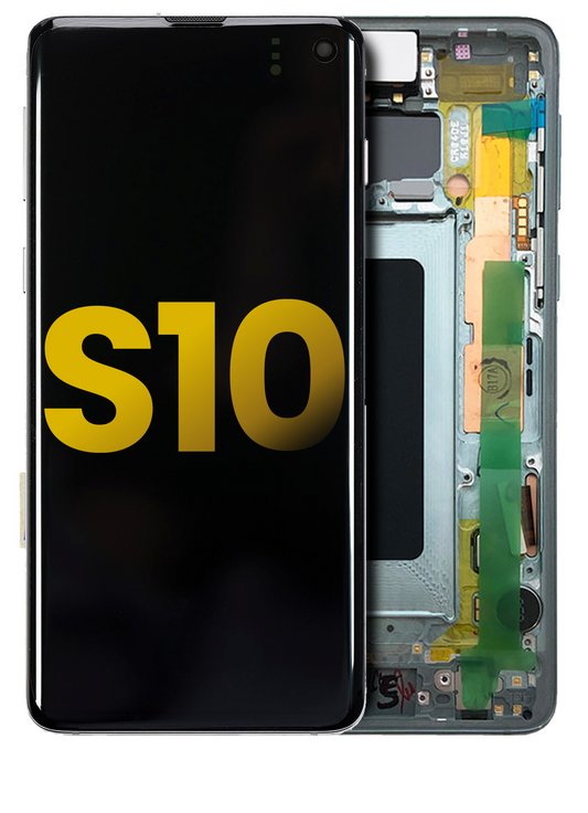 REPLACEMENT FOR SAMSUNG GALAXY S10 OLED SCREEN DIGITIZER ASSEMBLY WITH FRAME - PRISM GREEN