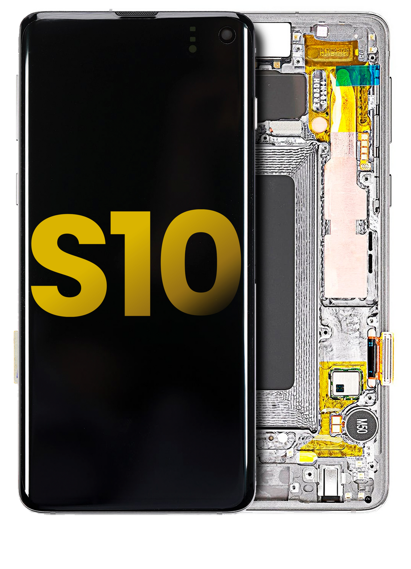 REPLACEMENT FOR SAMSUNG GALAXY S10 OLED SCREEN DIGITIZER ASSEMBLY WITH FRAME - PRISM WHITE