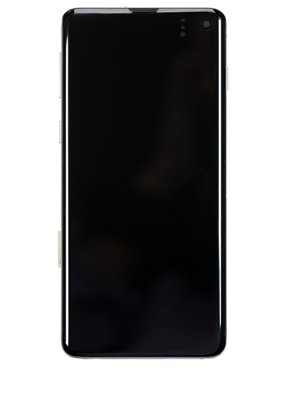 REPLACEMENT FOR SAMSUNG GALAXY S10 OLED SCREEN DIGITIZER ASSEMBLY WITH FRAME - PRISM WHITE