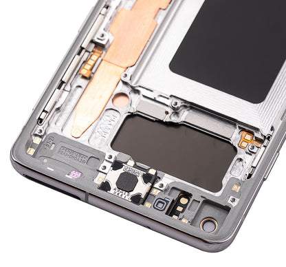 REPLACEMENT FOR SAMSUNG GALAXY S10 OLED SCREEN DIGITIZER ASSEMBLY WITH FRAME - PRISM WHITE