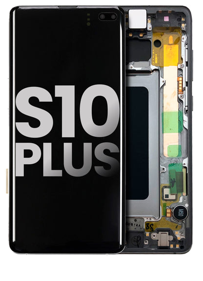REPLACEMENT FOR SAMSUNG GALAXY S10 PLUS OLED SCREEN DIGITIZER ASSEMBLY WITH FRAME - BLACK
