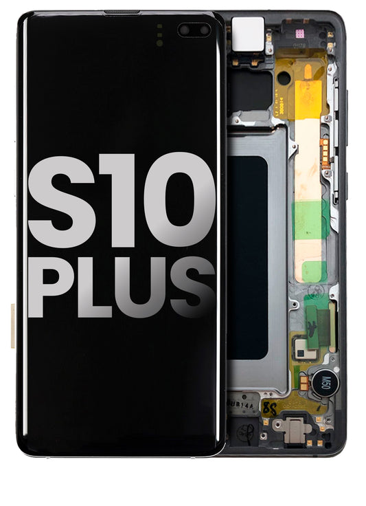 REPLACEMENT FOR SAMSUNG GALAXY S10 PLUS OLED SCREEN DIGITIZER ASSEMBLY WITH FRAME - BLACK
