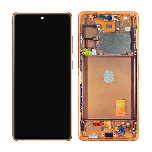 REPLACEMENT FOR SAMSUNG GALAXY S20 FE 5G OLED SCREEN ASSEMBLY WITH FRAME - CLOUD ORANGE