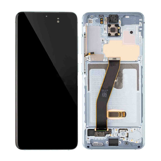 REPLACEMENT FOR SAMSUNG GALAXY S20 LCD SCREEN ASSEMBLY WITH FRAME - BLUE