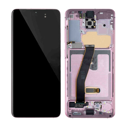 REPLACEMENT FOR SAMSUNG GALAXY S20 LCD SCREEN ASSEMBLY WITH FRAME - PINK