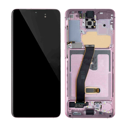 REPLACEMENT FOR SAMSUNG GALAXY S20 LCD SCREEN ASSEMBLY WITH FRAME - PINK