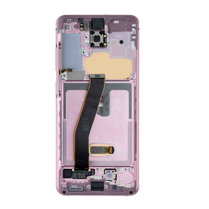 REPLACEMENT FOR SAMSUNG GALAXY S20 LCD SCREEN ASSEMBLY WITH FRAME - PINK