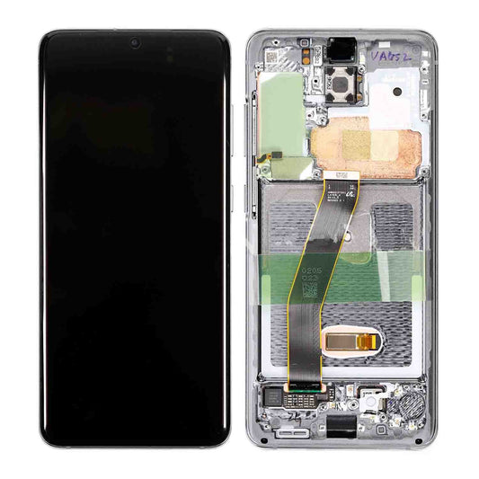 REPLACEMENT FOR SAMSUNG GALAXY S20 LCD SCREEN ASSEMBLY WITH FRAME - SILVER