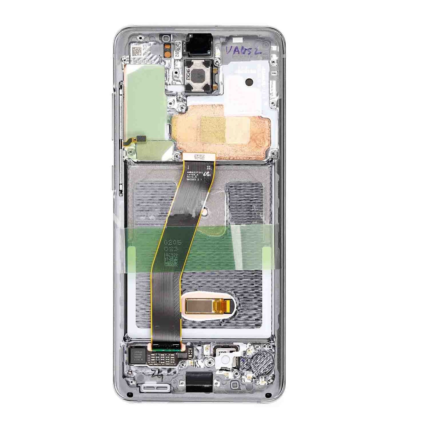 REPLACEMENT FOR SAMSUNG GALAXY S20 LCD SCREEN ASSEMBLY WITH FRAME - SILVER