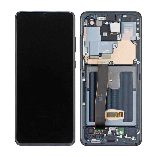 REPLACEMENT FOR SAMSUNG GALAXY S20 ULTRA OLED SCREEN ASSEMBLY WITH FRAME - BLACK