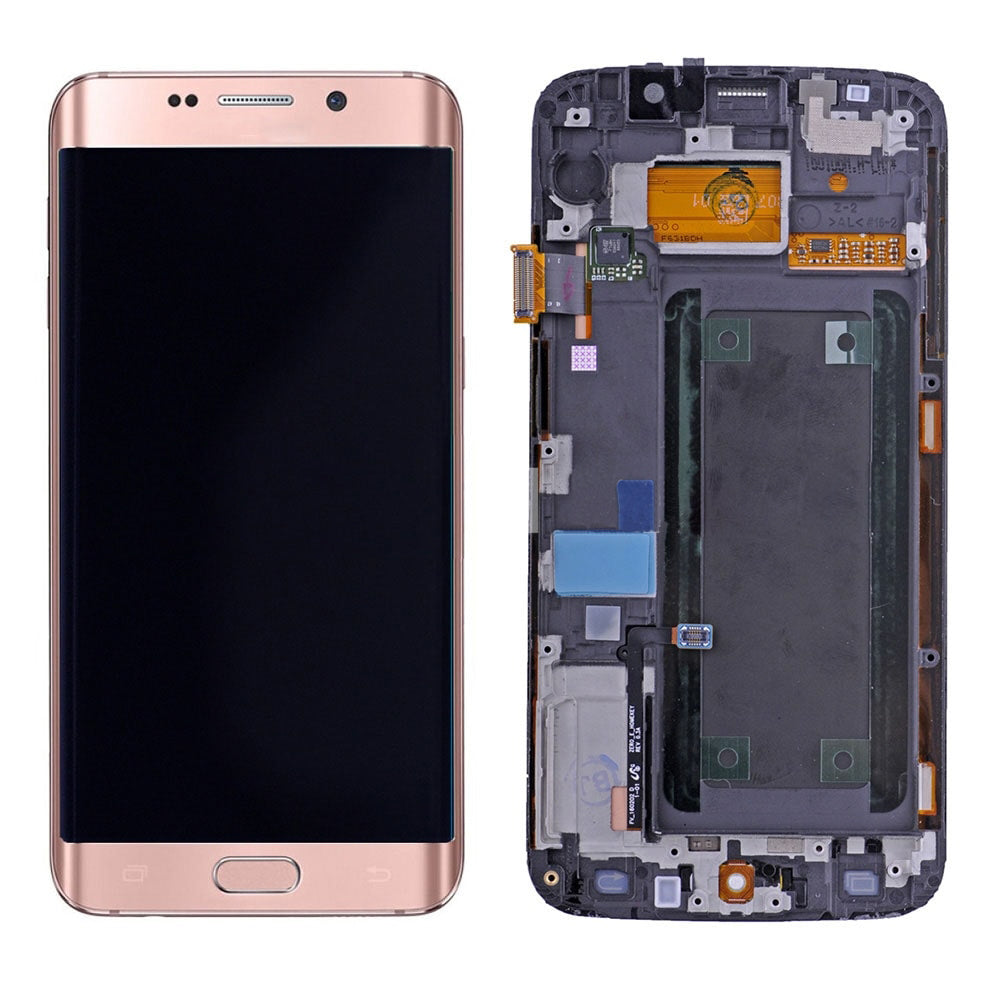 REPLACEMENT FOR SAMSUNG GALAXY S6 EDGE SM-G925A LCD SCREEN AND DIGITIZER ASSEMBLY WITH FRAME - ROSE