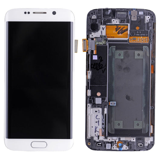 REPLACEMENT FOR SAMSUNG GALAXY S6 EDGE SM-G925 LCD SCREEN AND DIGITIZER ASSEMBLY WITH FRAME - WHITE